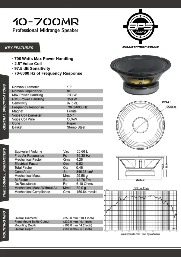 10-700MRSPECSSHEET_8855 BPS 10" 700W MR