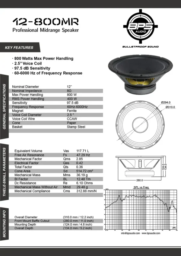 12-800MRSPECSSHEET_8853 BPS 12" 800W MR