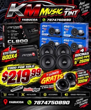 799961312_2235360020670807_1248747038572694898_n COMBO 4 Bocinas AudioPipe 6” – 260W c/u 1 Amplificador Stetsom CL800 – 800W x 4 ¡Y LLÉVATE GRATIS 1 PAR DE TWEETERS AUDIOPIPE 300W! TODO POR SOLO 9.99 ¡Sí, así como lo ves! Amplificador + 4 bocinas + tweeters GRATIS