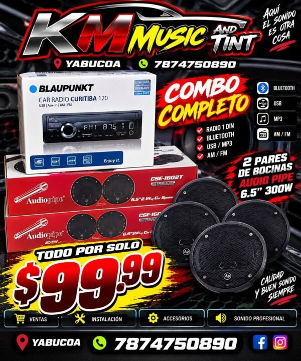 802966602_2235351010671708_5805934891607766329_n COMBO COMPLETO DE RADIO CON BOCINAS ORIGINALES 🎶 📻 Radio Blaupunkt Curitiba 120 ✅ Bluetooth ✅ USB ✅ MP3 ✅ AM/FM 🔊 2 PARES DE BOCINAS AUDIOPIPE 6.5” 300W 💥 ¡Sonido potente y claro para tu vehículo! 💰 TODO EL COMBO POR SOLO .99 💰