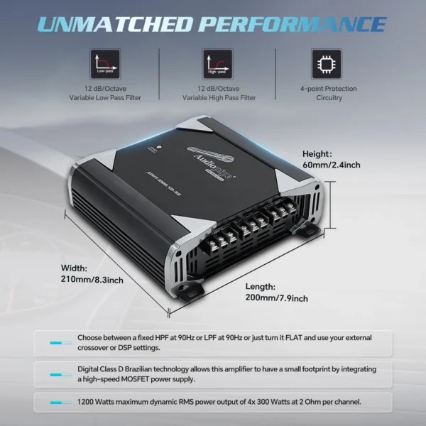 APHF-1000.4D-H2Mainimage4 AUDIO PIPE 1000X4 RMS APHT-1000.4D-H2